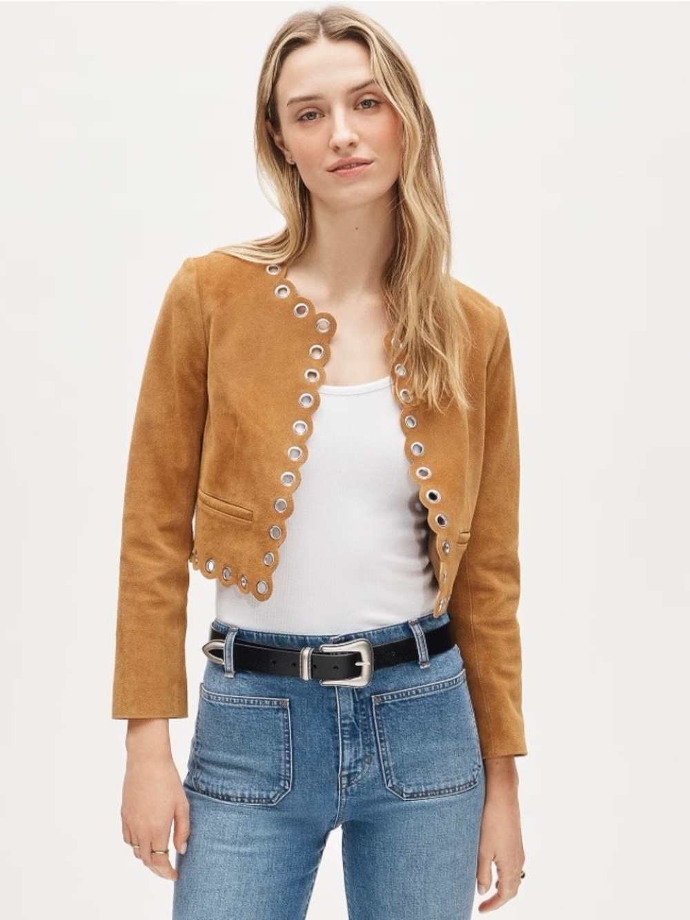 NEW J. Crew Collection Cropped Grommet Lady Jacket in Suede CS404 Small $548